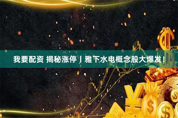 我要配资 揭秘涨停丨雅下水电概念股大爆发！